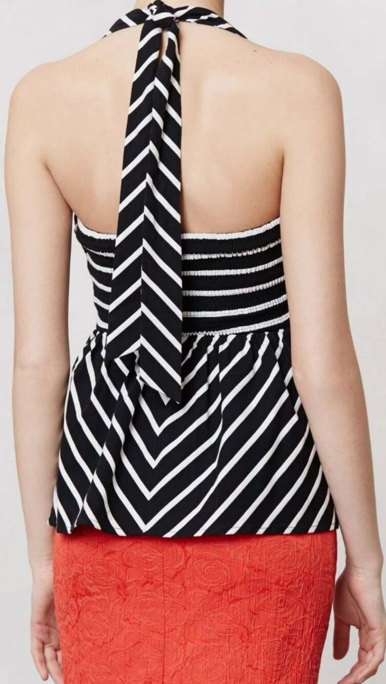 Edme & Esyllt Striped Fit and Flare Y2K Halter Top Size US 2